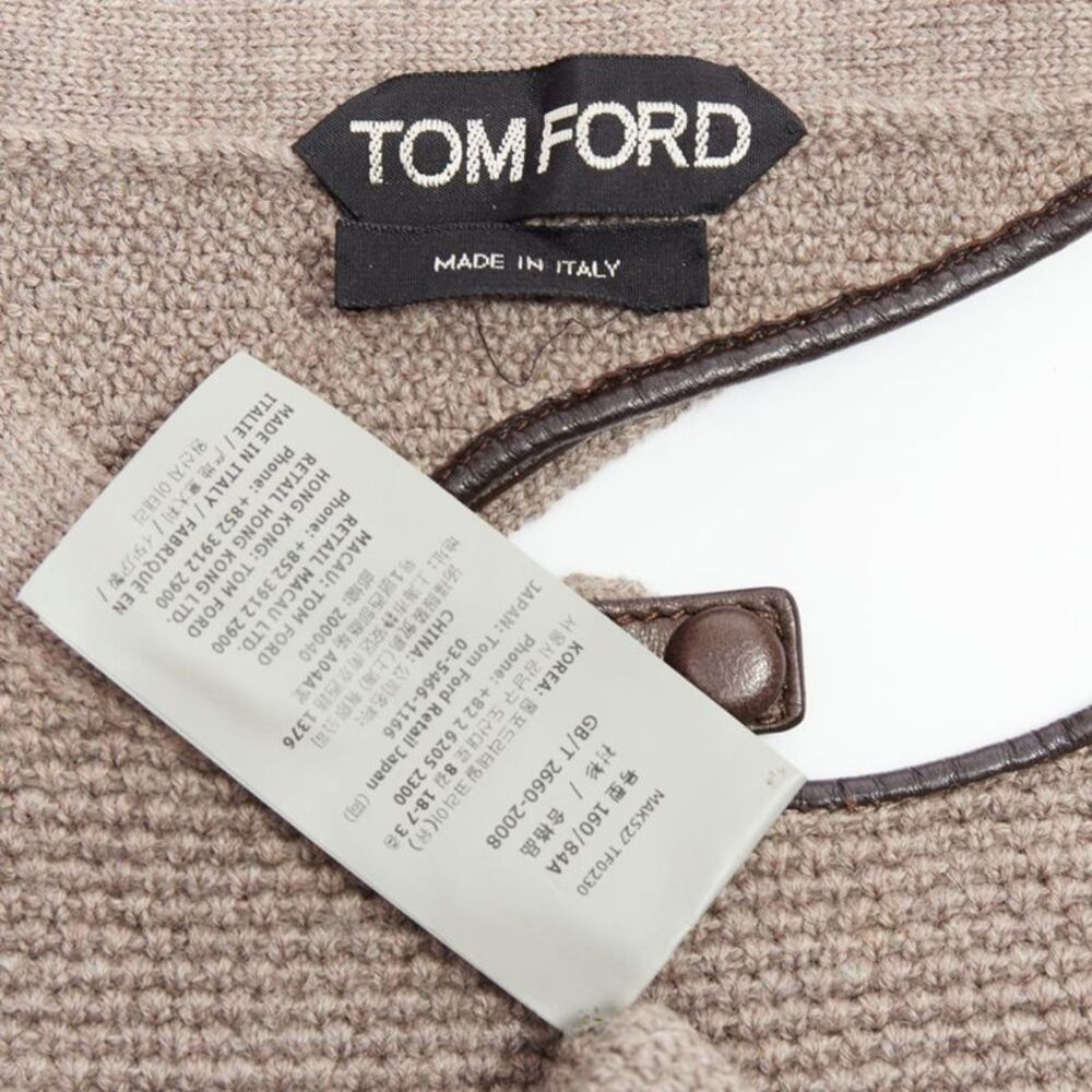 Tom Ford Taupe Wool Leather Sweater - Picture 8 of 9